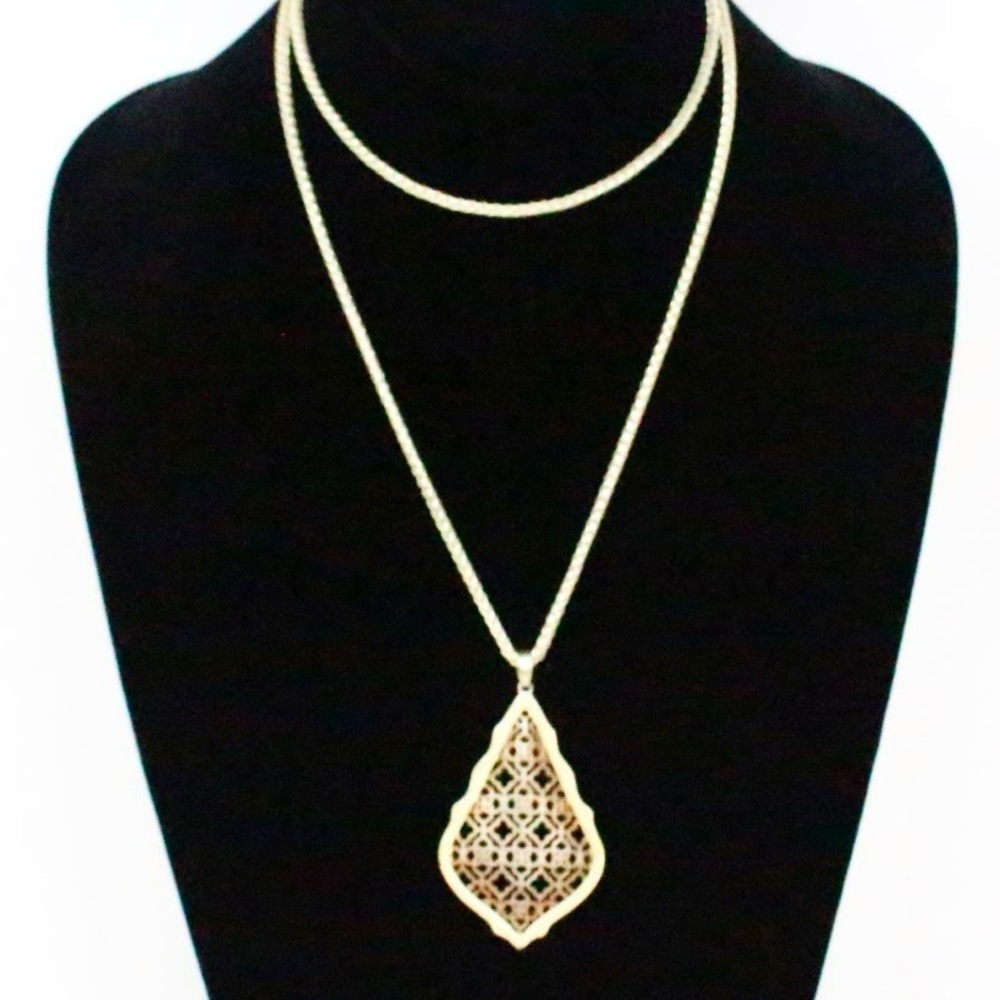 Kendra Scott Gold & Rose Gold Plated Filigree Pendant Necklace - Picture 2 of 6